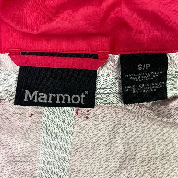 Marmot Jacket Women's Small Pink PreCip Eco Rain Waterproof Hooded Hiking Nylon - Picture 10 of 14